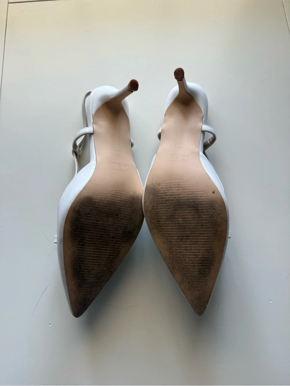 White Pointed Slingback Heels with Bow Accent